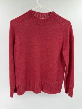 Kuna 100% Baby Alpaca Knit Sweater Red Orange Marled Small Flaw